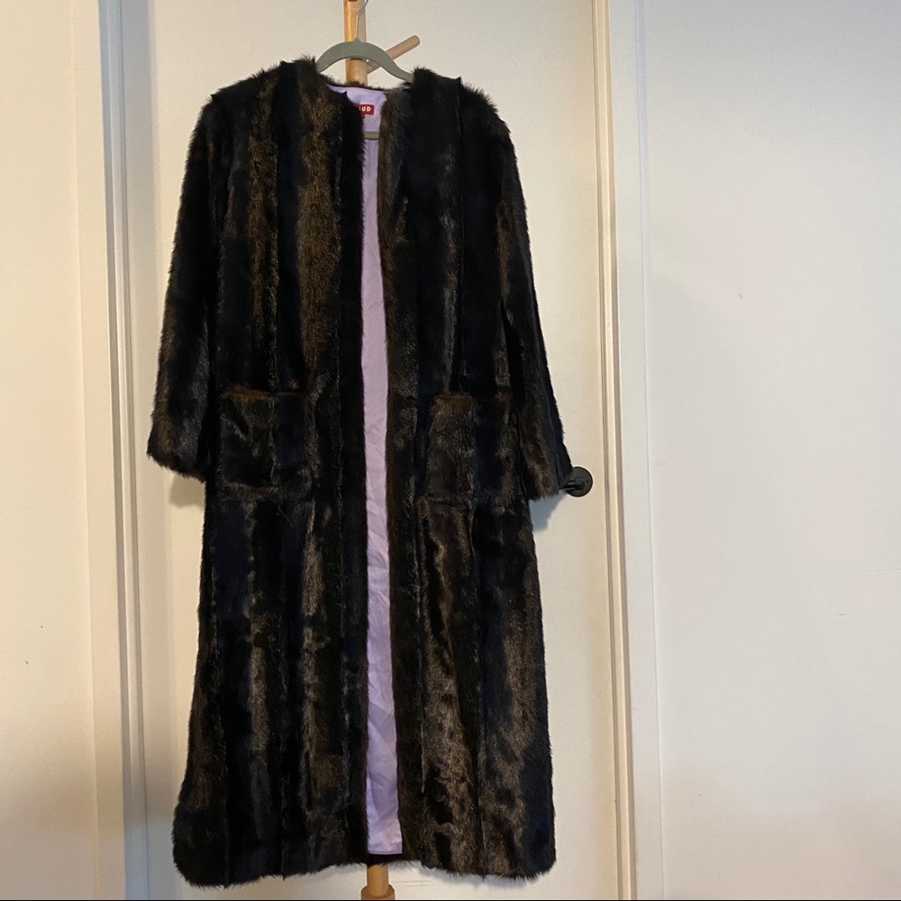 Staud Faux Fur Coat in Brown